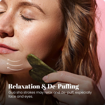 ROSELYNBOUTIQUE Healing Crystal Gua Sha Facial Tools - Guasha Tool for Face Massager Self Care Gifts for Men Women (Jade Green)