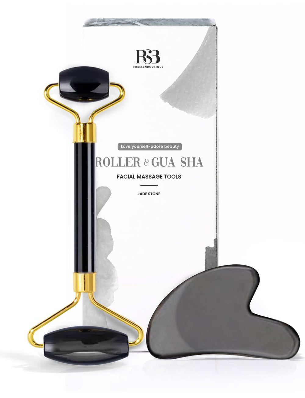 ROSELYNBOUTIQUE Gua Sha Facial Tools & Face Roller Original Face Massager for Puffiness Wrinkless Skin Care Routine - Self Care Gift for Men Women